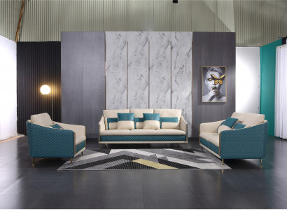 Sofagarnitur 3+1+1 Sitzer Set Sofa Polster Couch Leder Polster Garnitur